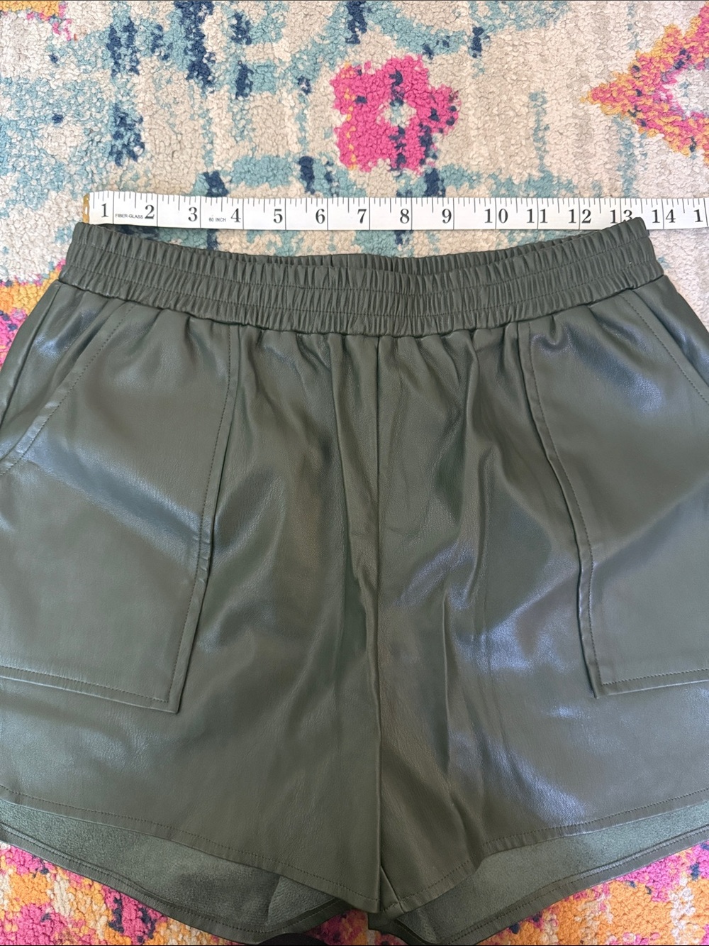 NWOT High Waist Green Shorts - Picture 3 of 6